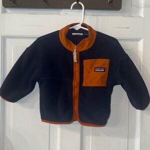Patagonia Kids Orange and Navy Fleece Jacket